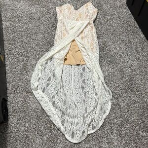 Nanamacs steal your heart off white Lace dress NWT